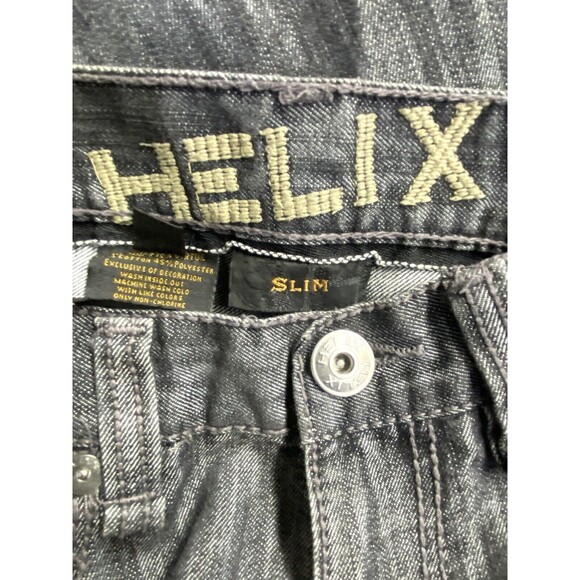 Helix Slim Straight Dark Gray Denim Distressed Look Jeans Men's 34x30 - Picture 5 of 7